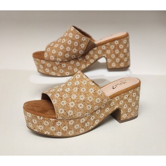 Y-Not? Suki Daisy Cork Platform Block Heel Slide Textile Upper Sandals Size 6M - Picture 13 of 15